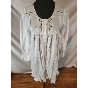 Vtge Victoria's Secret Short Cottagecore White Long Sleeve Nightgown Coquette S